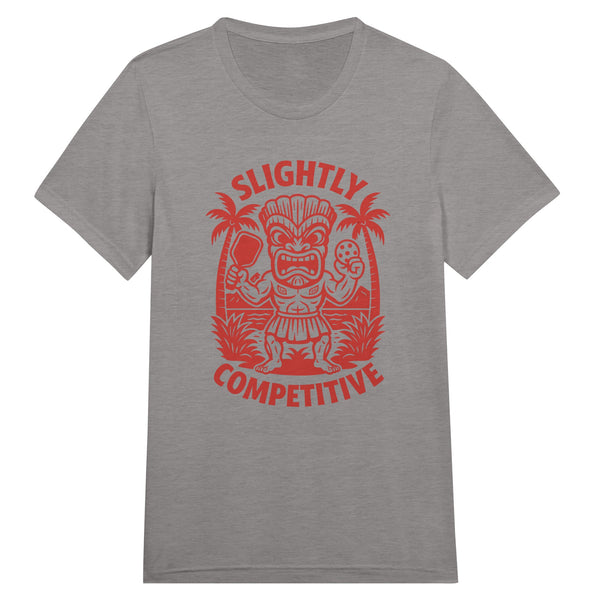 Gray Pickleball t-shirt with red graphic and 'Slightly Competitive' text on a white background