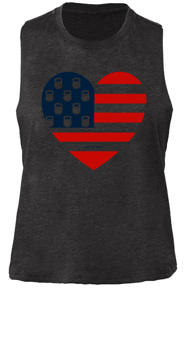USA Kettlebell Heart Crop Tank