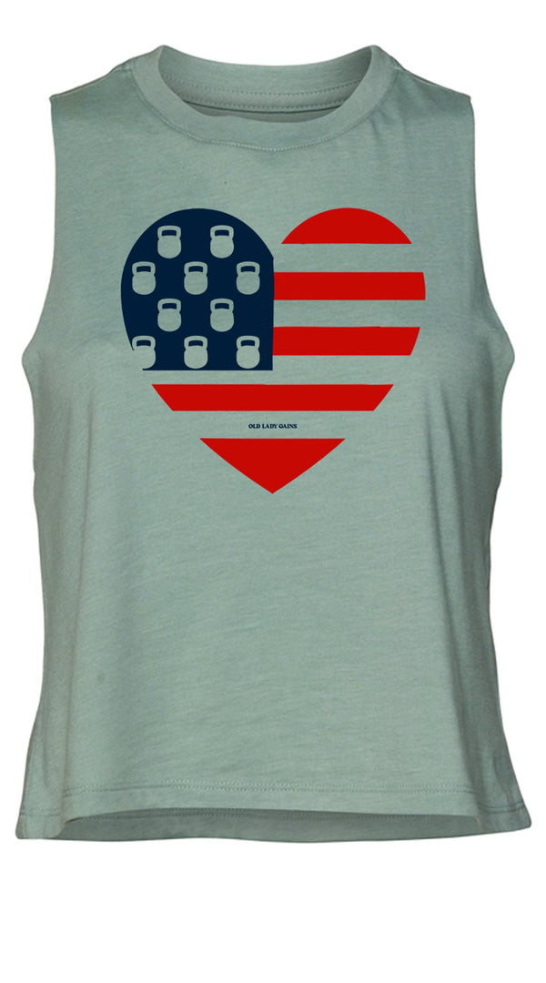 USA Kettlebell Heart Crop Tank