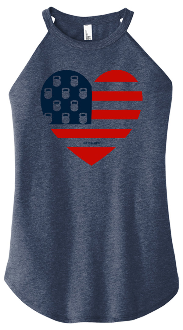 USA Kettlebell Heart Women Halter Tank