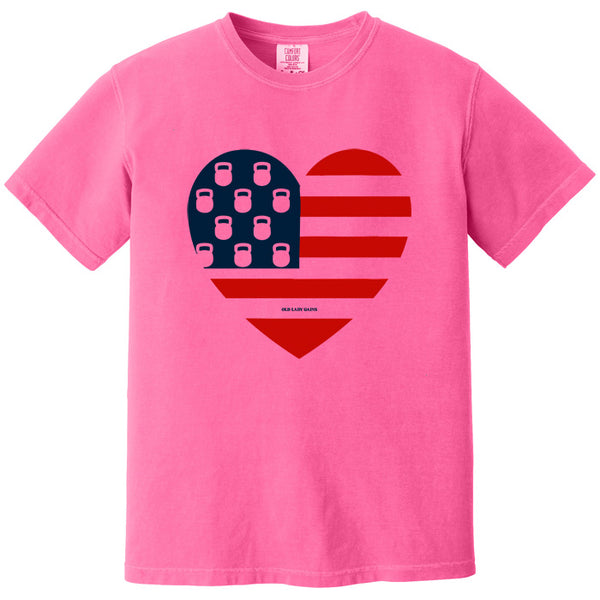 USA Kettlebell Heart 100% Cotton T-Shirt