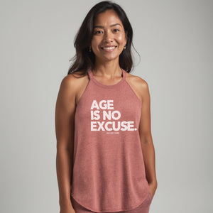 Confident woman over 40 wearing No Excuses halter tank during workout