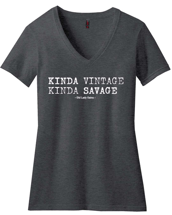 Kinda Vintage Kinda Savage V-Neck Women's Tee