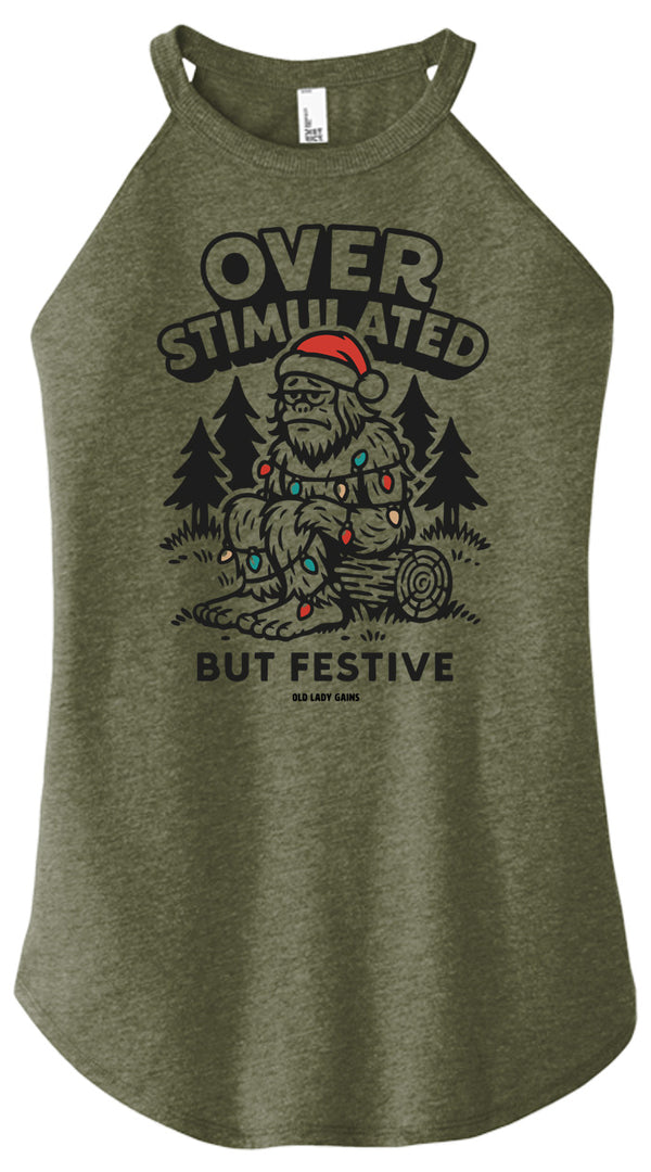 Overstimulated But Festive Women Halter Tank