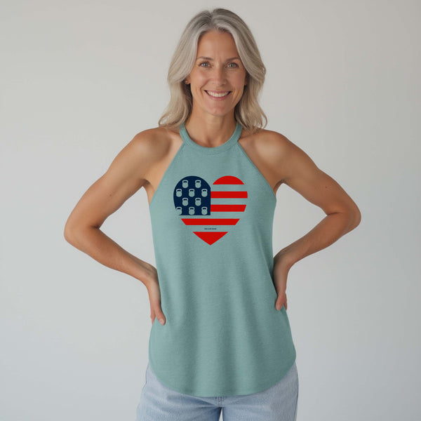USA Kettlebell Heart Women Halter Tank