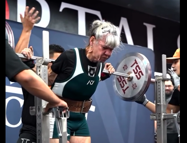 This Woman Didn’t Let Age Or Grey Hair Stop Her From Squatting 308 Pounds