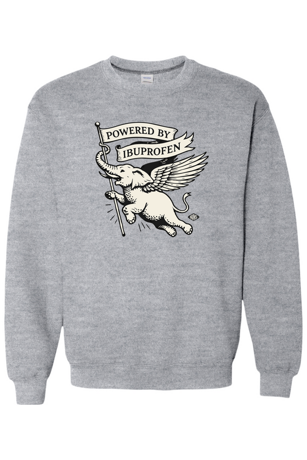 Powered by Ibuprofen Unisex Crew Sweatshirt