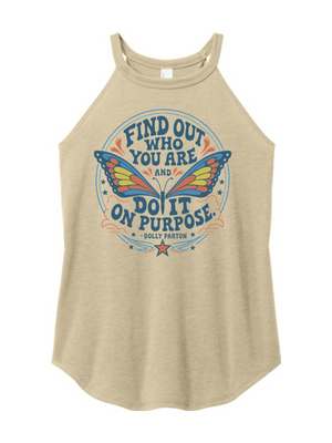 Find Out Who You Are Muscle Tee – Dolly Parton Quote Women's Halter Tank