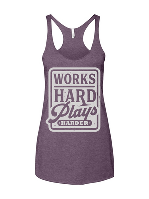 Purple tank top with motivational quote on a white background