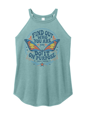 Find Out Who You Are Muscle Tee – Dolly Parton Quote Women's Halter Tank