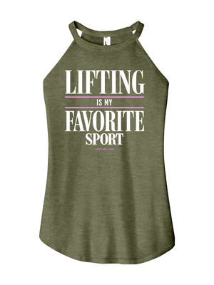 Green tank top with motivational quote on a white background