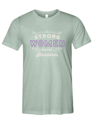 Mint green t-shirt with motivational quote on a white background