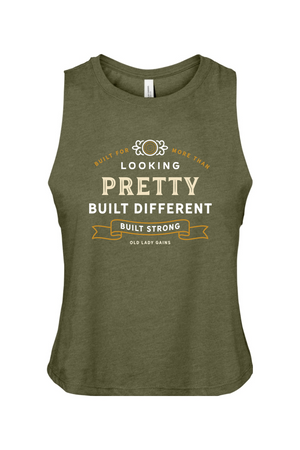 Green tank top with motivational text design on a white background
