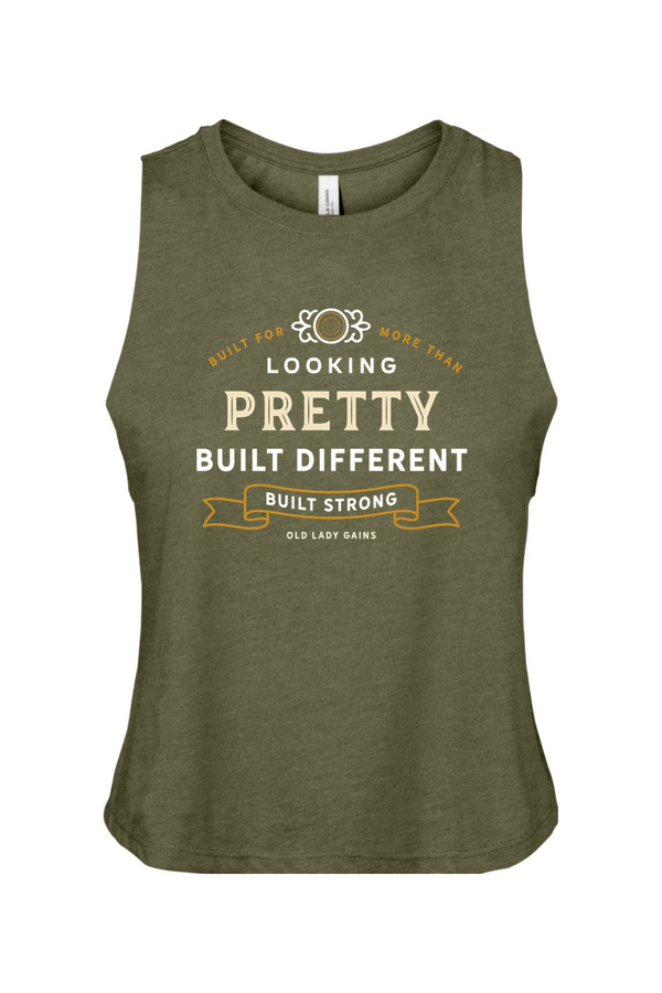 Green tank top with motivational text design on a white background