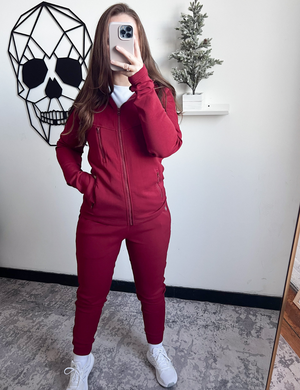 Rest Day Zip Up Sweatshirt | Dark Red