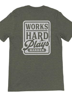 Works Hard Plays Harder Green Men's Cotton T-Shirt