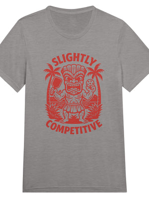 Gray Pickleball t-shirt with red graphic and 'Slightly Competitive' text on a white background