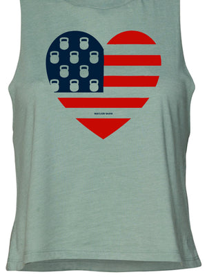 USA Kettlebell Heart Crop Tank