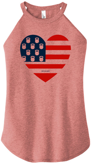 USA Kettlebell Heart Women Halter Tank
