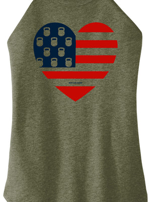 USA Kettlebell Heart Women Halter Tank