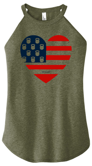 USA Kettlebell Heart Women Halter Tank