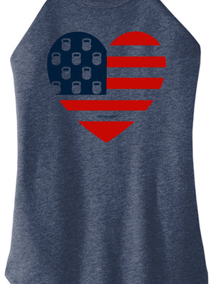 USA Kettlebell Heart Women Halter Tank