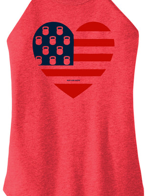 USA Kettlebell Heart Women Halter Tank