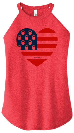 USA Kettlebell Heart Women Halter Tank