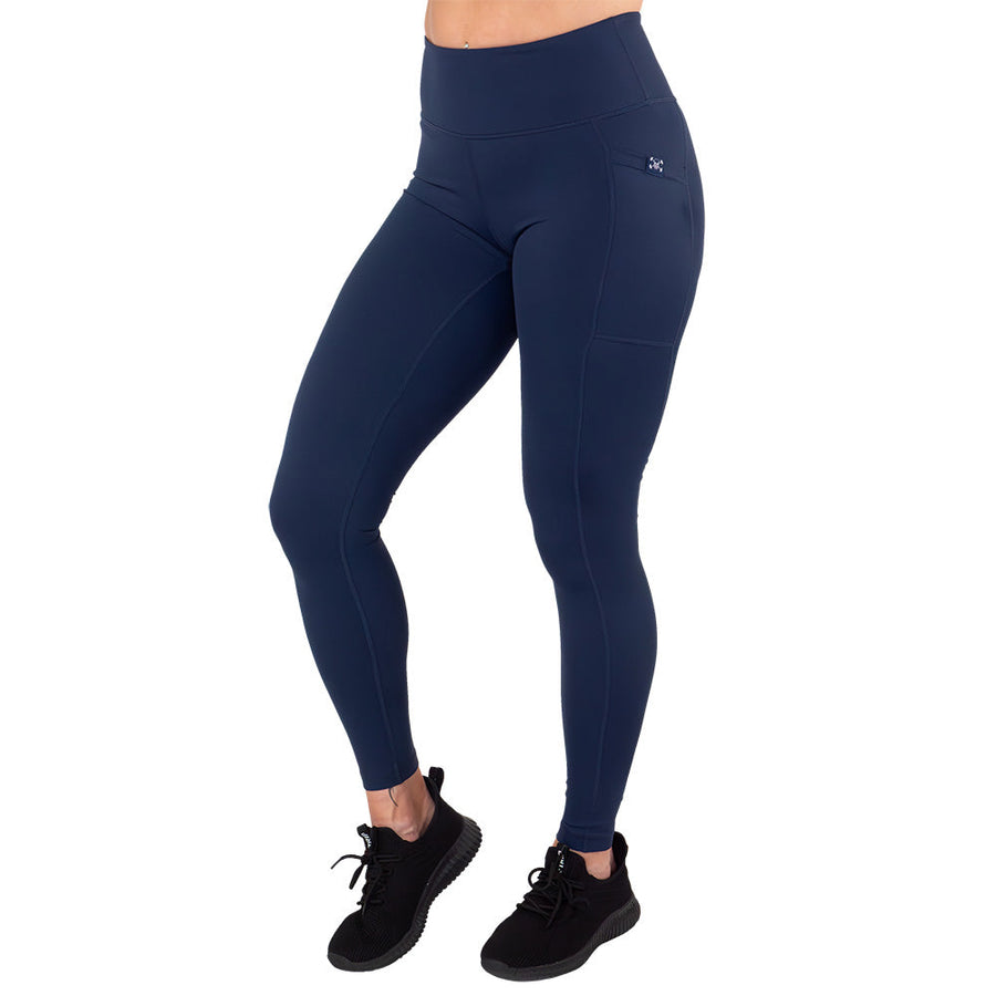 The Everyday Legging - Navy/Papaya