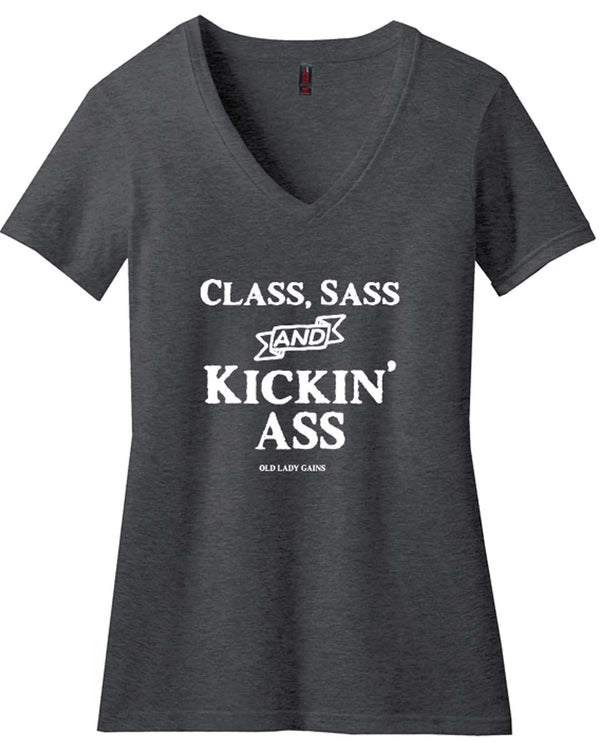 Class Sass & Kicking Ass V-Neck Women's Tee