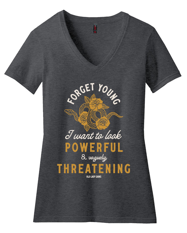 Powerful & Vaguely Threatening  Women's V-Neck Tee