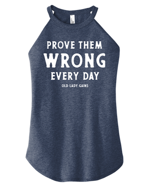 Women's Navy Halter Tank Prove Them Wrong Everyday for confident women over 40