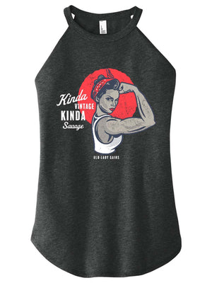 Rosie the Riveter Halter Tank for strong, active women over 40