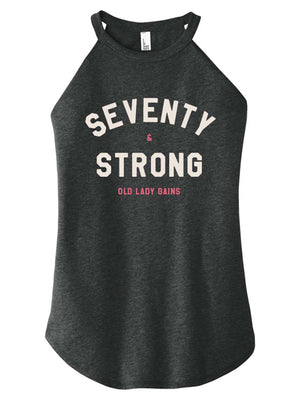 Seventy & Strong t-shirt celebrating strength in age