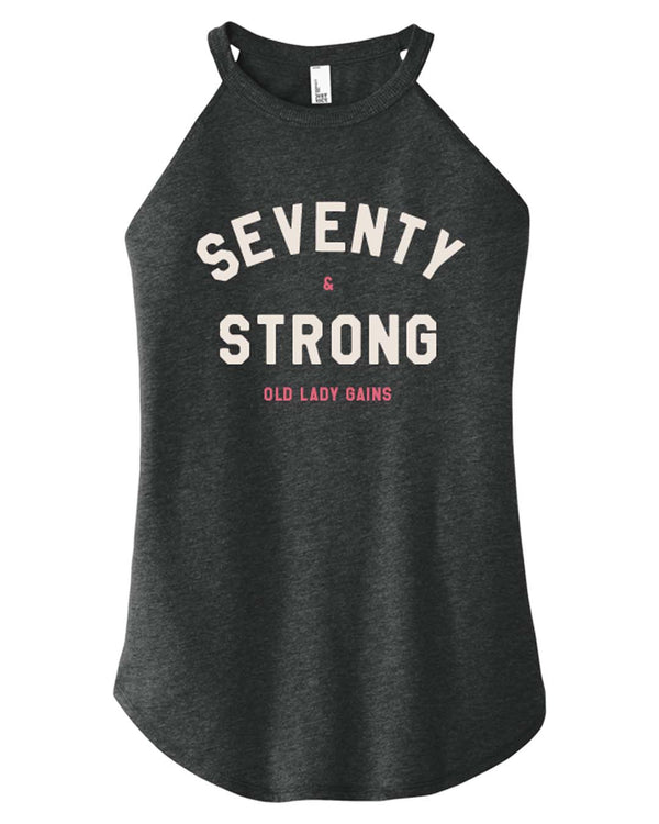 Seventy & Strong t-shirt celebrating strength in age