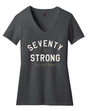 Bold 70th tee celebrating age-positivity with Seventy & Strong design