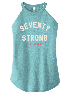 Seventy & Strong t-shirt celebrating strength in age