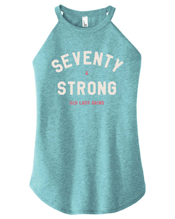 Seventy & Strong t-shirt celebrating strength in age