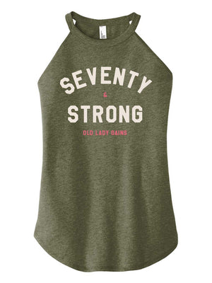Seventy & Strong t-shirt celebrating strength in age