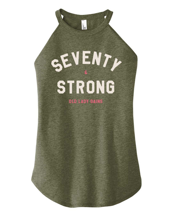 Seventy & Strong t-shirt celebrating strength in age