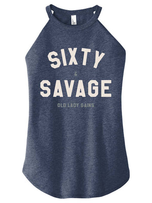Sixty & Savage halter tank top for women, bold clothing for women celebrating 60 with strength and style