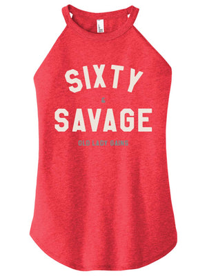 Sixty & Savage halter tank top for women, bold clothing for women celebrating 60 with strength and style