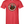 Red t-shirt with a bear graphic and text on a white background
