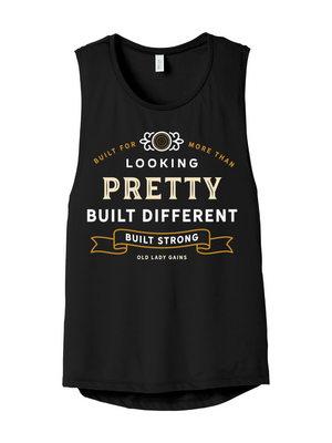 Women's motivational workout tank for strength training, CrossFit, weightlifting and healthy aging.