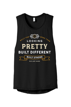 Women's motivational workout tank for strength training, CrossFit, weightlifting and healthy aging.