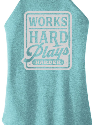 Teal tank top with motivational quote on a white background