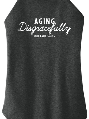 "Aging Disgracefully" design on a halter tank