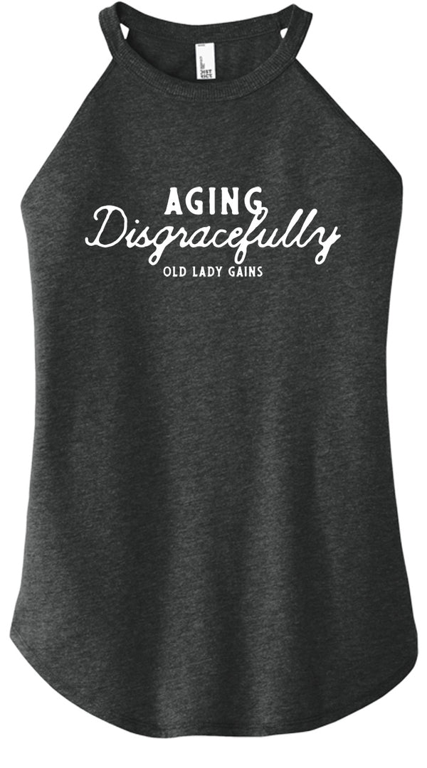 "Aging Disgracefully" design on a halter tank