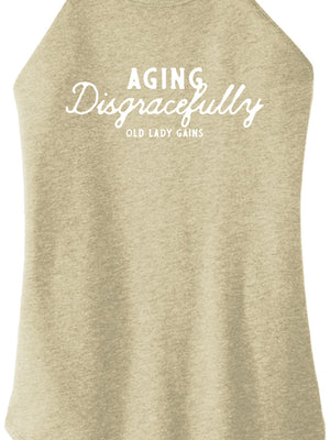 "Aging Disgracefully" design on a halter tank