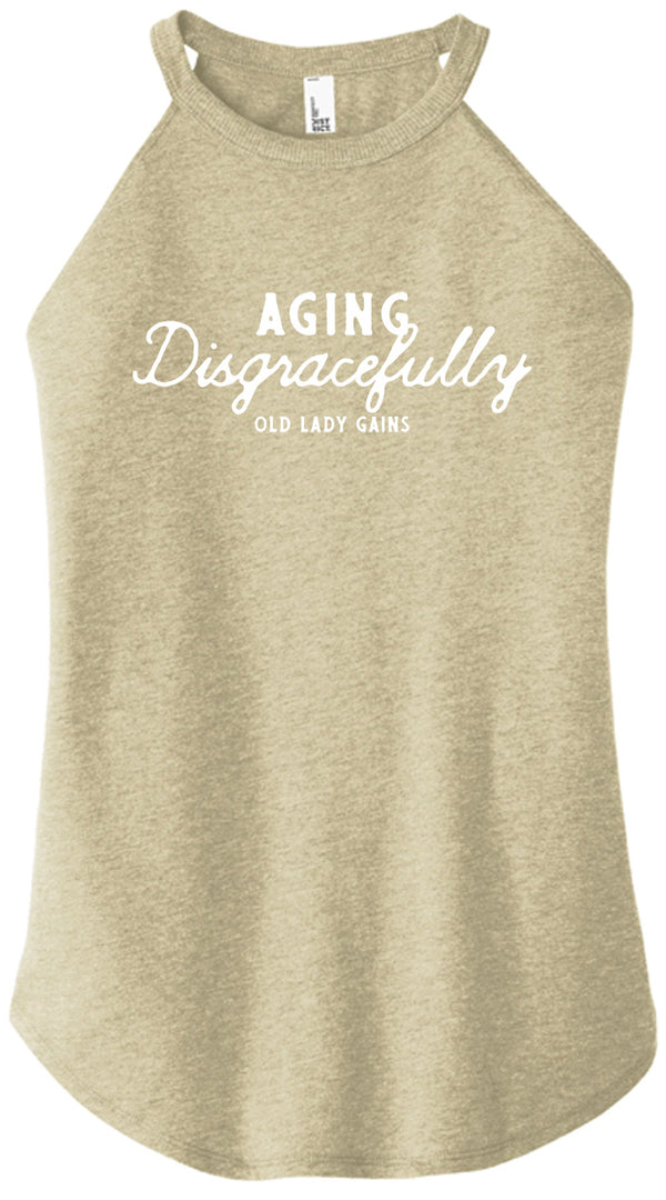 "Aging Disgracefully" design on a halter tank